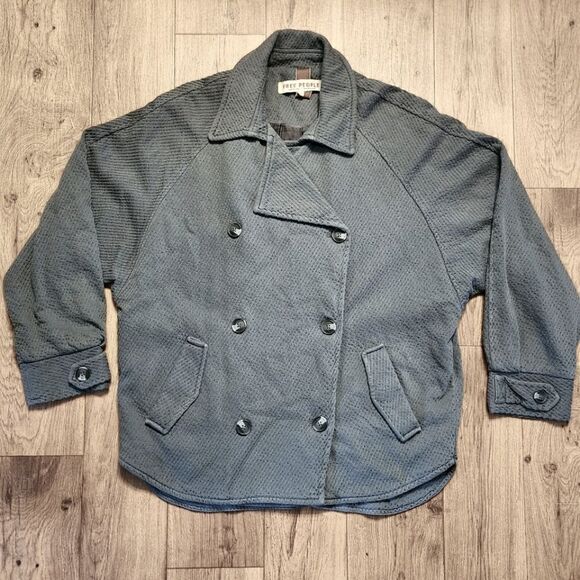 Free People Remi Cord Shirt Jacket Dolman Sleeve Gray Size M - Picture 4 of 10